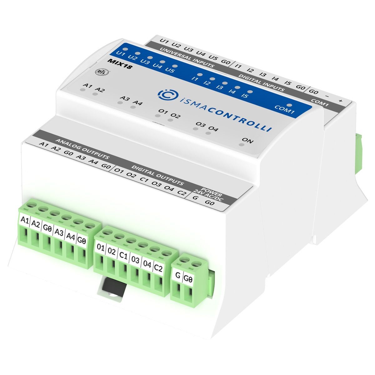 iSMA-B-MIX18 - 18 wejść / wyjść cyfrowych i analogowych
