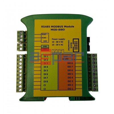 8 digital inputs, 8 digital outputs  MOD-8I8O