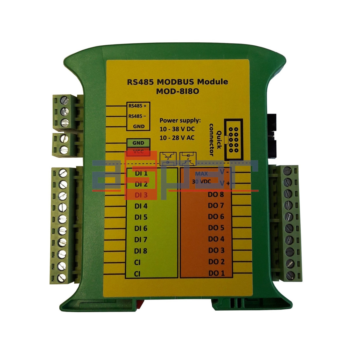 MOD-8I8O, IO Modbus, 8 Digital Inputs, 8 Outputs, MOD8I8O, Modbus, SLIM ...