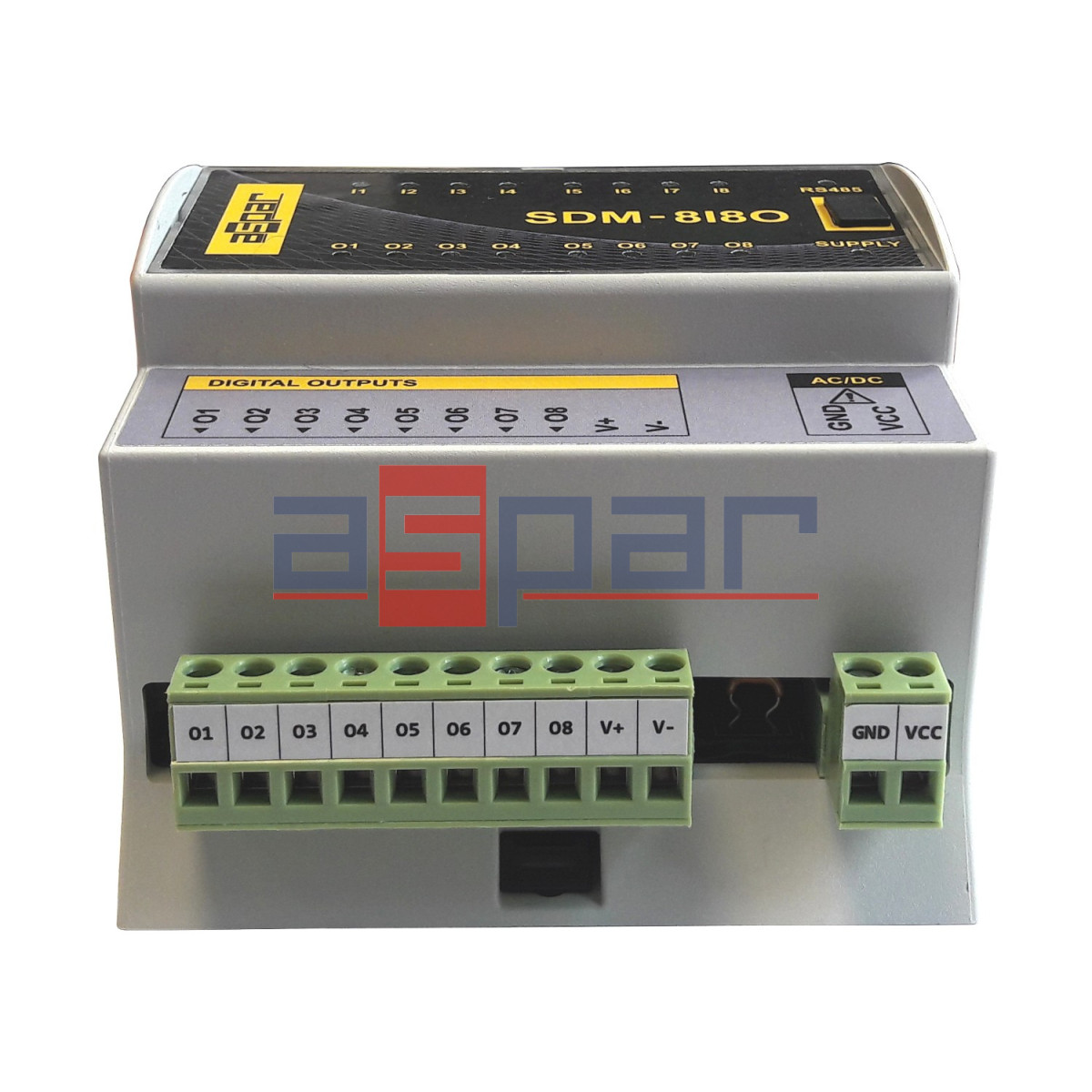 SDM-8I8O, IO Modbus, 8 Inputs, 8 Digital Outputs, SDM8I8O, Modbus, RTU ...